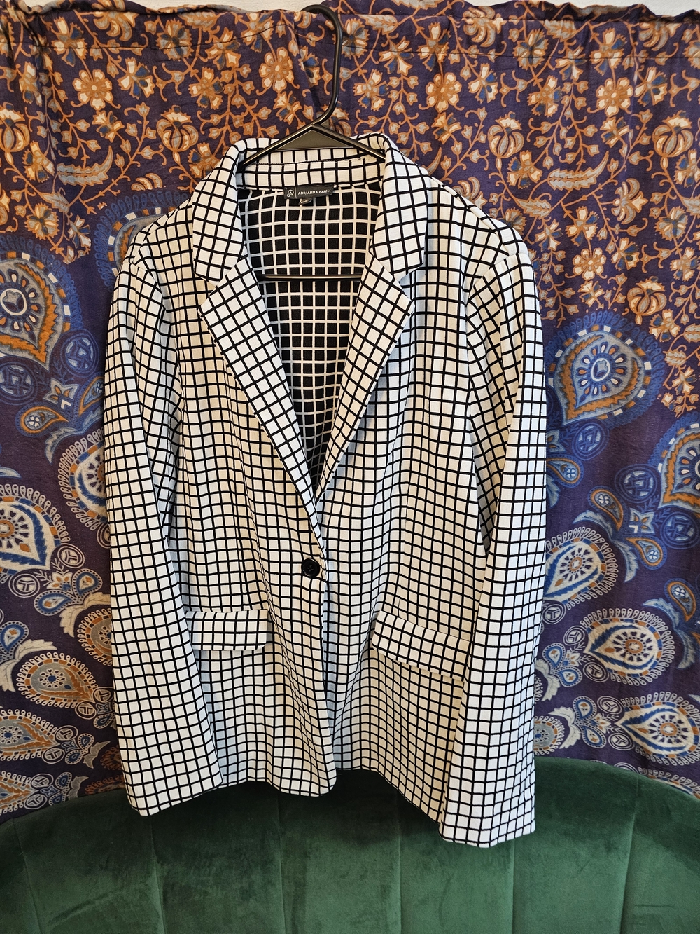 Adrianna Papell Black and White Grid Blazer